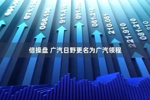 倍操盘 广汽日野更名为广汽领程